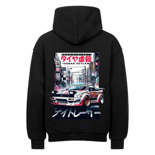 Street Warrior - Oversized Black Hoodie